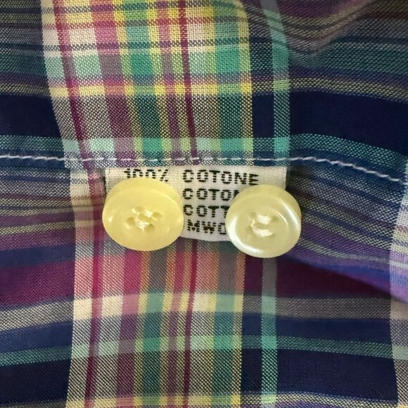 Culturata Plaid Long-Sleeve Button-Up Shirt Multicolor Men's Large 100% Cotton - Picture 9 of 10